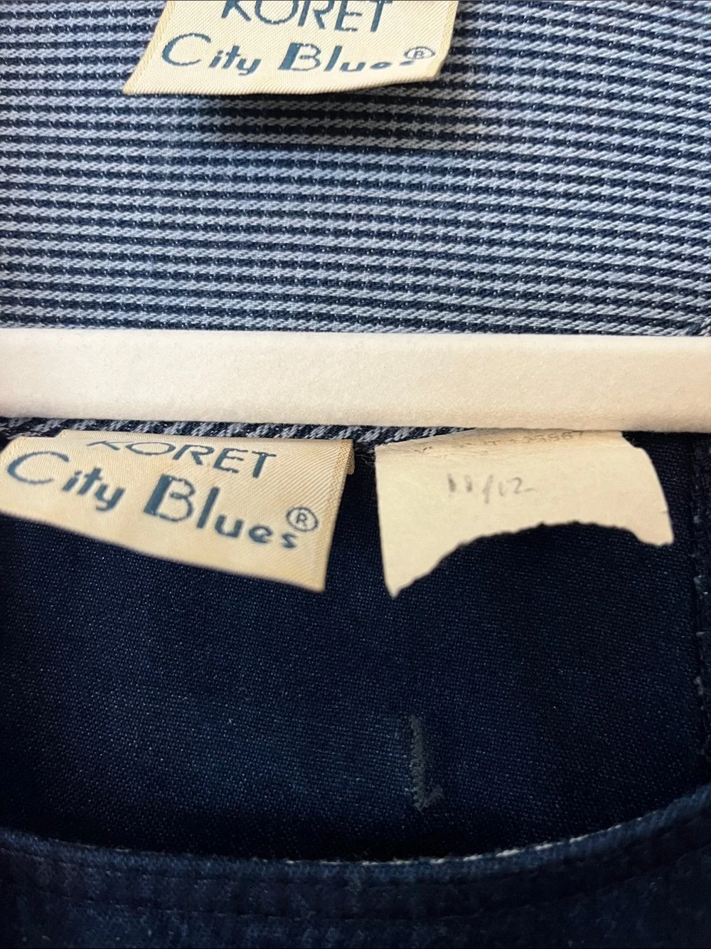 Koret City Blues Vintage Denim Navy Jacket and Dress Set with One Side Slit